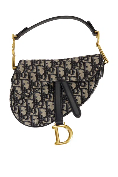 Pre-owned Dior Oblique Mini Saddle Bag In Blue