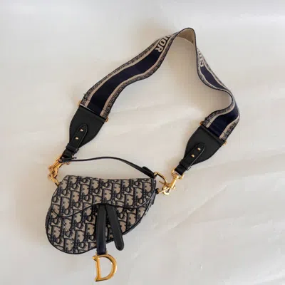 Pre-owned Dior Oblique Mini Saddle Bag With Crossbody Strap