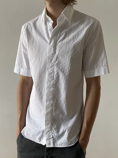 Pre-owned Dior Oblique Monogram Logo Short Sleeved Shirt In White