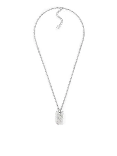 Dior Oblique Nameplate Necklace In Metallic