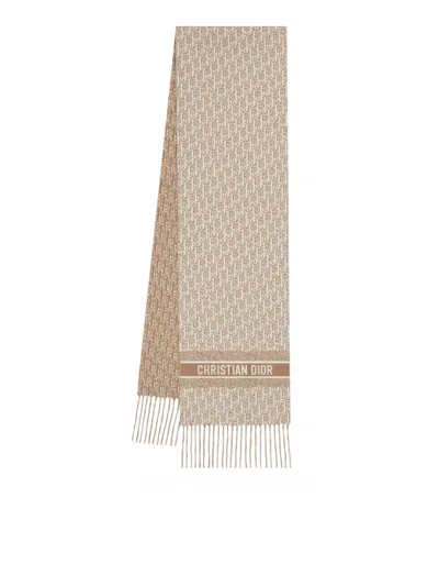 Dior Oblique Natte Scarf In Gray