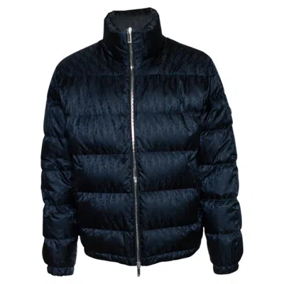 Pre-owned Dior , Oblique Quilted Puffer Coat In Navy In Blue