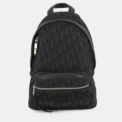 Pre-owned Dior Oblique Rider Backpack Black Canvas Leather