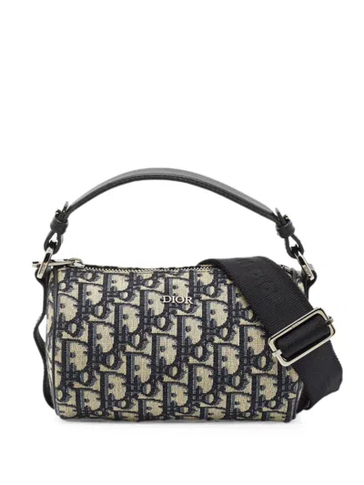 Pre-owned Dior Oblique Roller Messenger Tote Bag In Blue