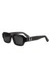 Dior Oblique S2i 52mm Rectangular Sunglasses In Grey/other/smoke