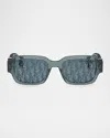 Dior Oblique S2i 52mm Rectangular Sunglasses In Shiny Blueblu Mirror