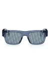 Dior Oblique S3i 52mm Mirrored Rectangular Sunglasses In Blue