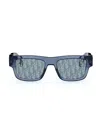 Dior Oblique S3i 52mm Mirrored Rectangular Sunglasses In Blue