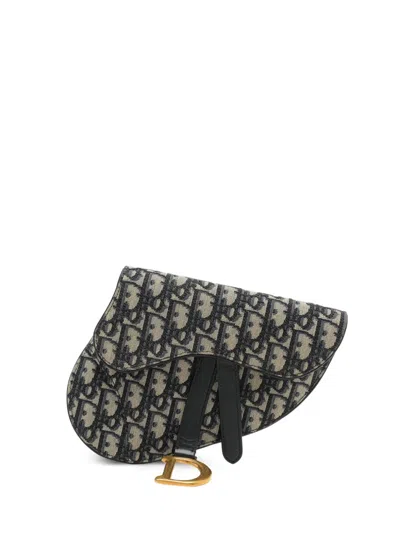 Pre-owned Dior Mini 2019 Oblique Saddle Clutch Bag In Blue