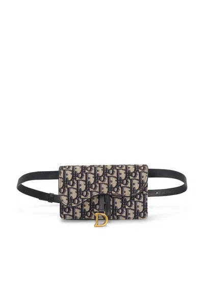 Pre-owned Dior Oblique Saddle Belt Bag In Blue