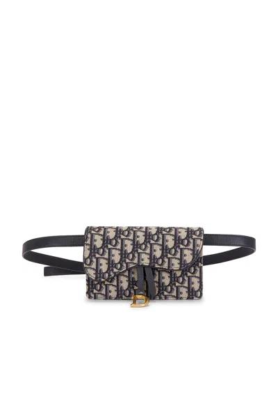 Pre-owned Dior Oblique Saddle Belt Bag In Blue
