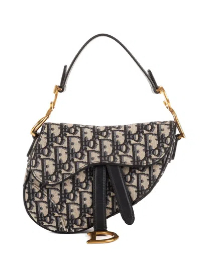 Pre-owned Dior Oblique Saddle Handbag In Blue