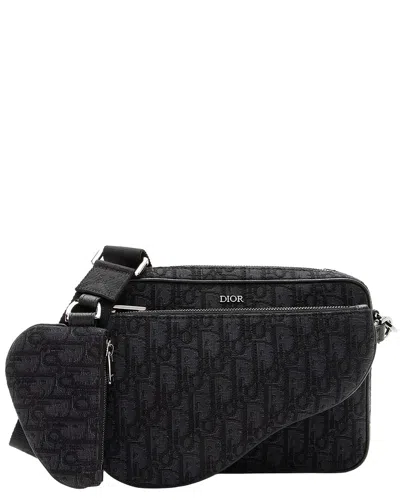 Dior Oblique Saddle Triple Pouch Crossbody (authentic Pre-loved) In Black