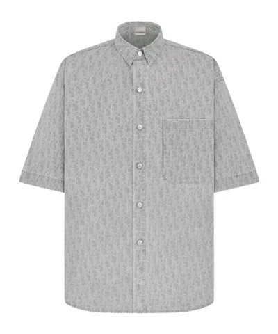Dior Oblique Short-sleeved Overshirt In Gray