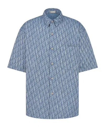 Dior Oblique Short-sleeved Shirt In Blue