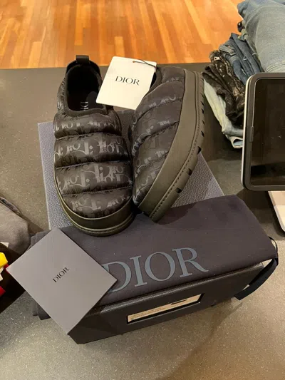 Pre-owned Dior Oblique Snow Slipper Black Optical Mule Shoes