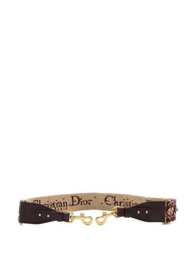 Pre-owned Dior Oblique Studded Bag Strap In Neutral