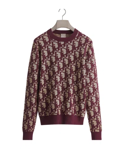 Dior Oblique Sweater In Burgundy