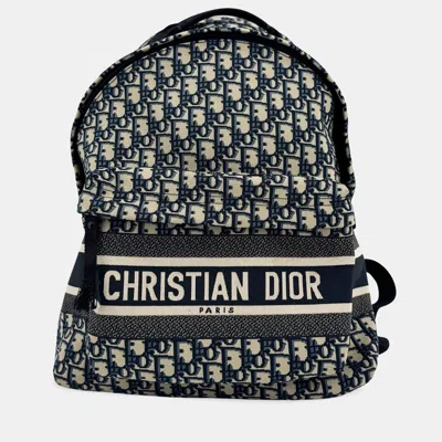 Pre-owned Dior Oblique Technical Fabric Backpack In Beige