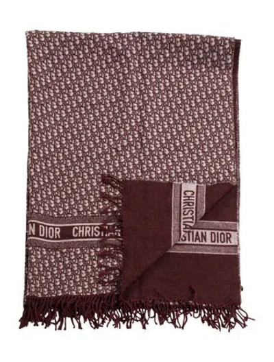 Pre-owned Dior Oblique Throw Blanket In Burgundy/white