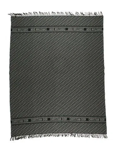 Pre-owned Dior Oblique Throw Blanket In Gray