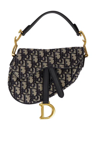 Pre-owned Dior Oblique Trotter Mini Saddle Bag In Blue