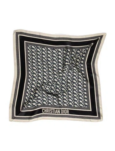 Pre-owned Dior Oblique Visor Silk Scarf W/ Tags In Blue