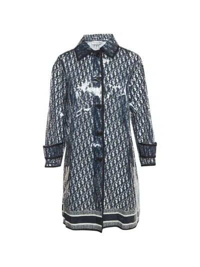 Pre-owned Dior Oblique-motif Rain Coat In Blue