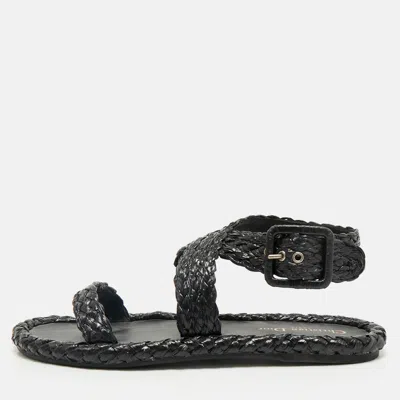 Pre-owned Dior Ocean Flat Thong Sandals 39.5 In Black
