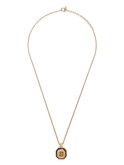 Pre-owned Dior Octagonal Cd-logo Pendant Necklace In Gold