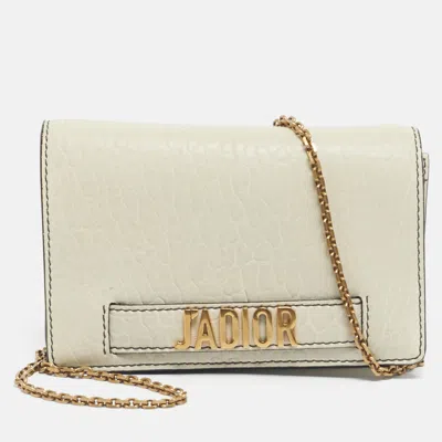 Pre-owned Dior Off -white Leather J'a Wallet On Chain