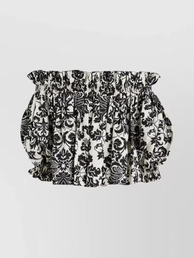 Dior Off-shoulder Floral Puff Sleeve Top In Black