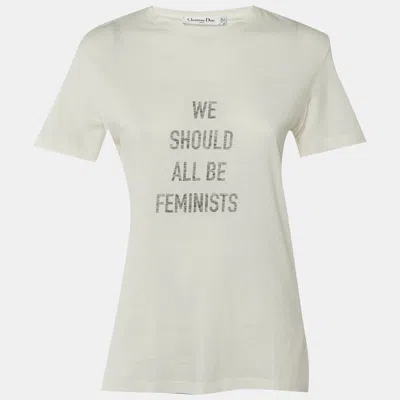 Pre-owned Dior Off White Cotton "we Should All Be Feminists" T-shirt S
