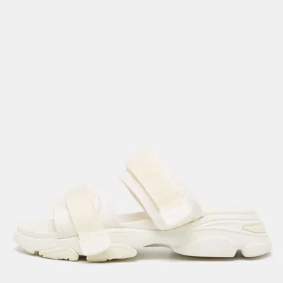 Pre-owned Dior Off White Fabric D Wander Slides Size 39