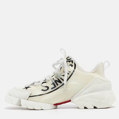 Pre-owned Dior Off White Union Print Neoprene And Rubber D-connect Sneakers Size 38.5