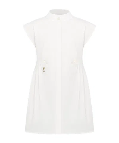 Dior Officer Collar Dress In White