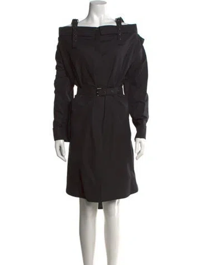 Pre-owned Dior Off-the-shoulder Knee-length Dress In Black