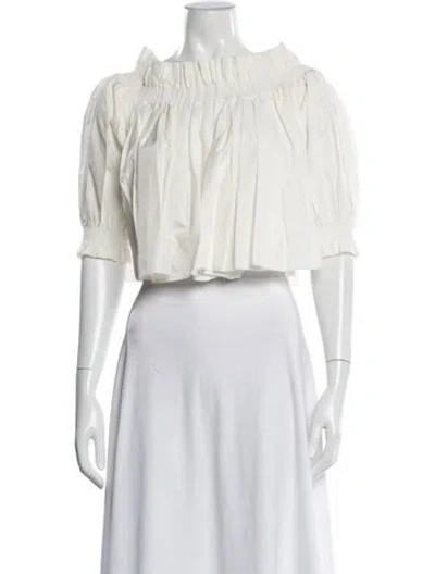 Pre-owned Dior Off-the-shoulder Short Sleeve Crop Top In White