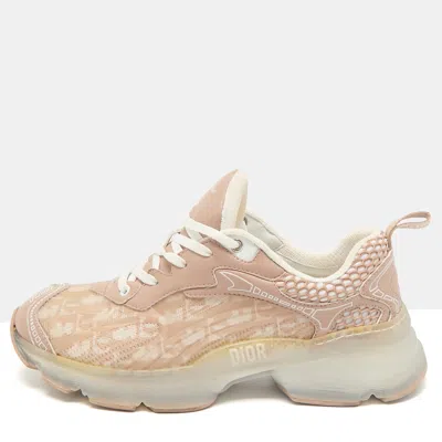 Pre-owned Dior Old Rose/white Oblique Leather And Rubber Vibe Sneakers Size 41