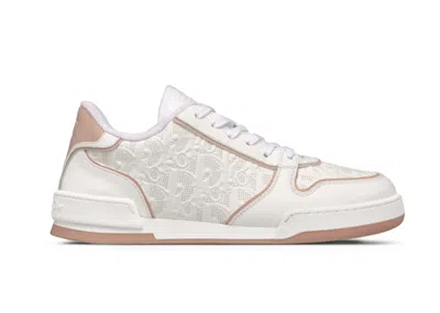 Pre-owned Dior One And  Oblique Perforated Calfskin (women's) Sneakers In White/nude