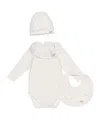 Dior One-piece Bib And Knitted Hat Set In White
