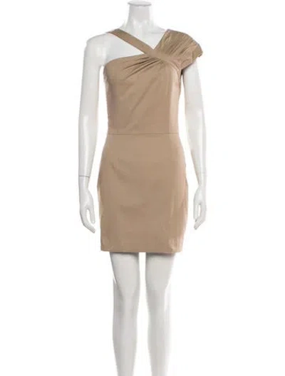 Pre-owned Dior One-shoulder Mini Dress In Neutral