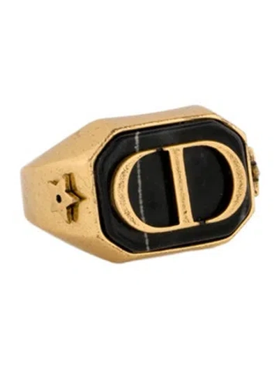Pre-owned Dior Onyx Cd Signet Ring In Multi
