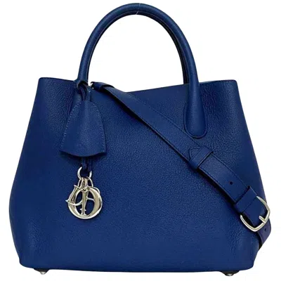 Dior Open Bar Blue Leather Tote Bag ()