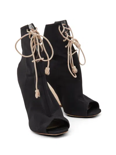 Pre-owned Dior Open-toe Lace-up Ankle Boots In Black