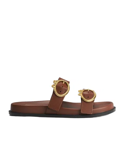 Dior Open-toe Round-toe Slippers In Brown
