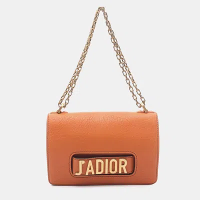 Pre-owned Dior Orange Canyon Grained Lambskin J A Chain Flap