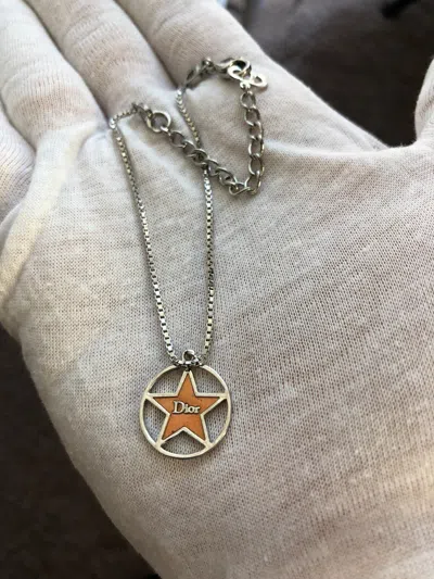 Pre-owned Dior Orange Star Logo Bracelet In Silver