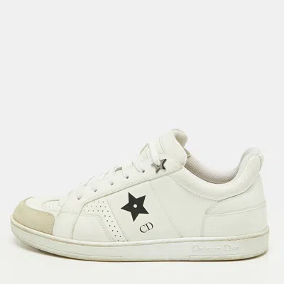 Pre-owned Dior Ors Size 37.5 White Leather Low Top Sneakers