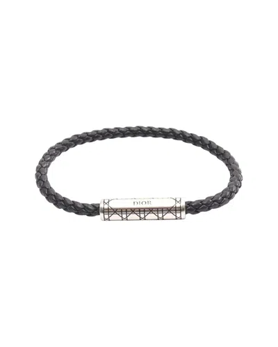 Pre-owned Dior Others Cannage Leather Stainless Bracelet (authentic Pre-loved)